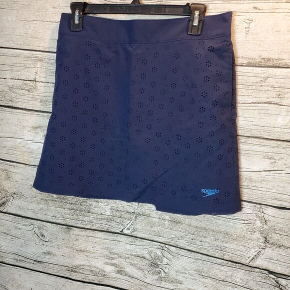 Speedo Woven Swim Skort Skirt short Navy Blue  Upf50 - Skort Size Small - Picture 1 of 9